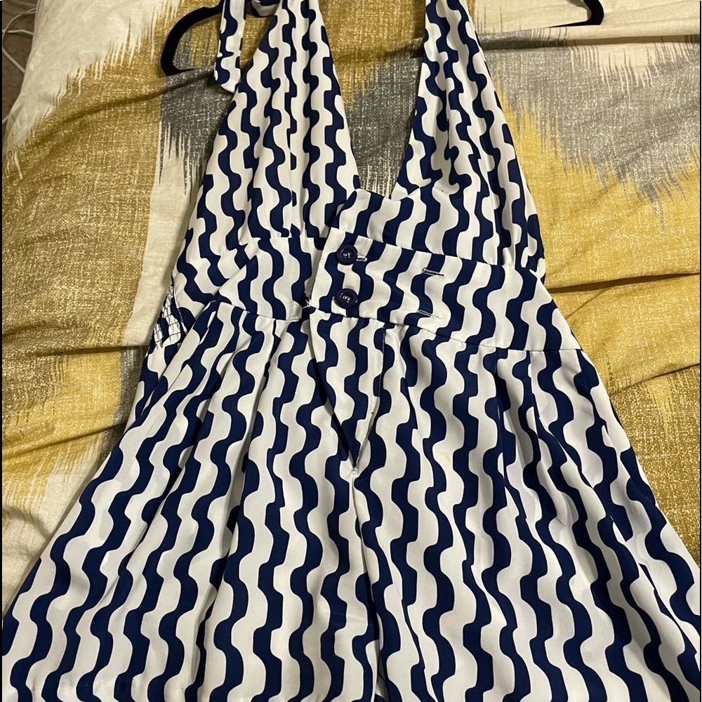 Blue striped romper